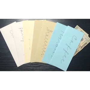 8 cursive laminated cash envelopes